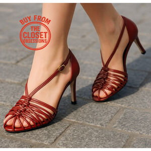 ZARA Strappy Red Braided Heeled Sandals NWT | Size 8